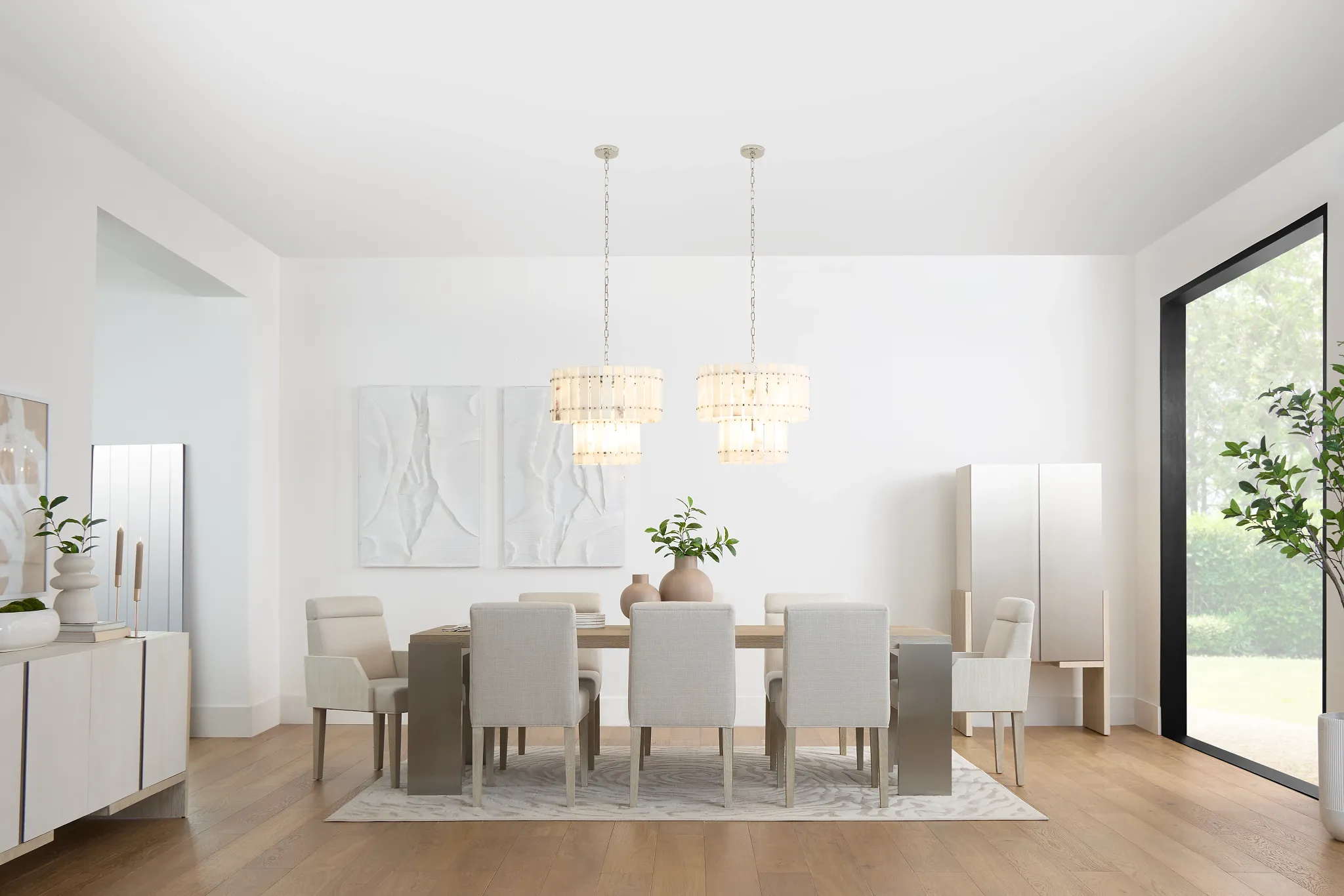 Miramar Light Tone Rectangular Table & 4 Upholstered Chairs