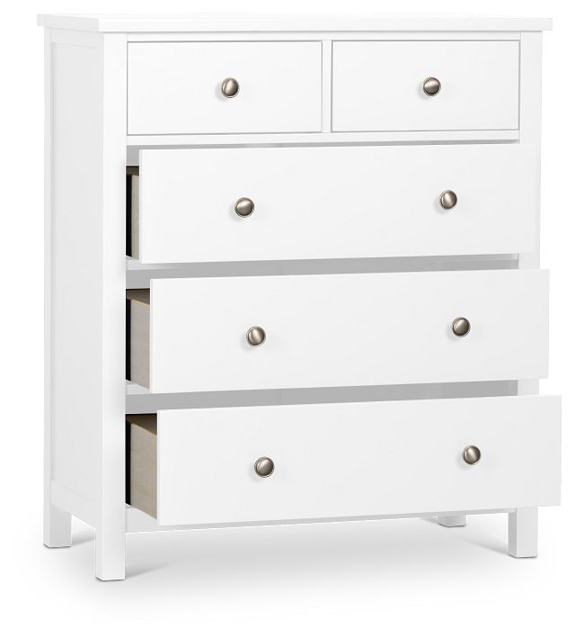 Charleston White 5-drawer Chest