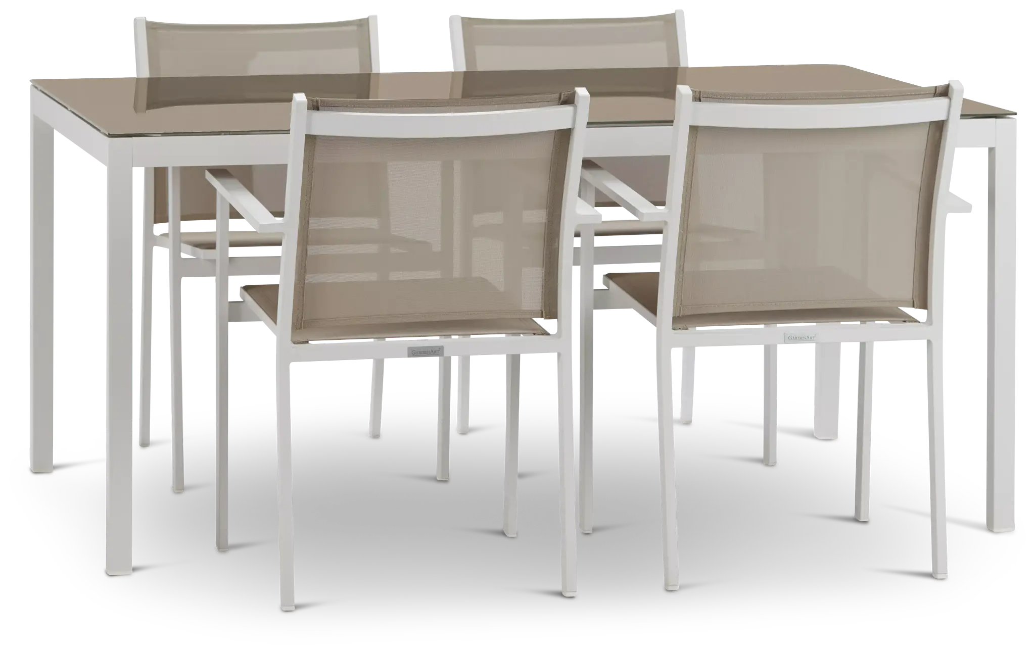 Aventura Champagne 63" Table & 4 Arm Chairs Aventura Champagne 63" Table & 4 Arm Chairs