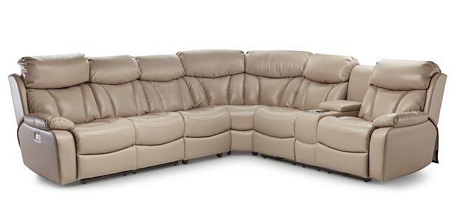 Dustin Beige Micro Large Right Console Love Reclining Sectional