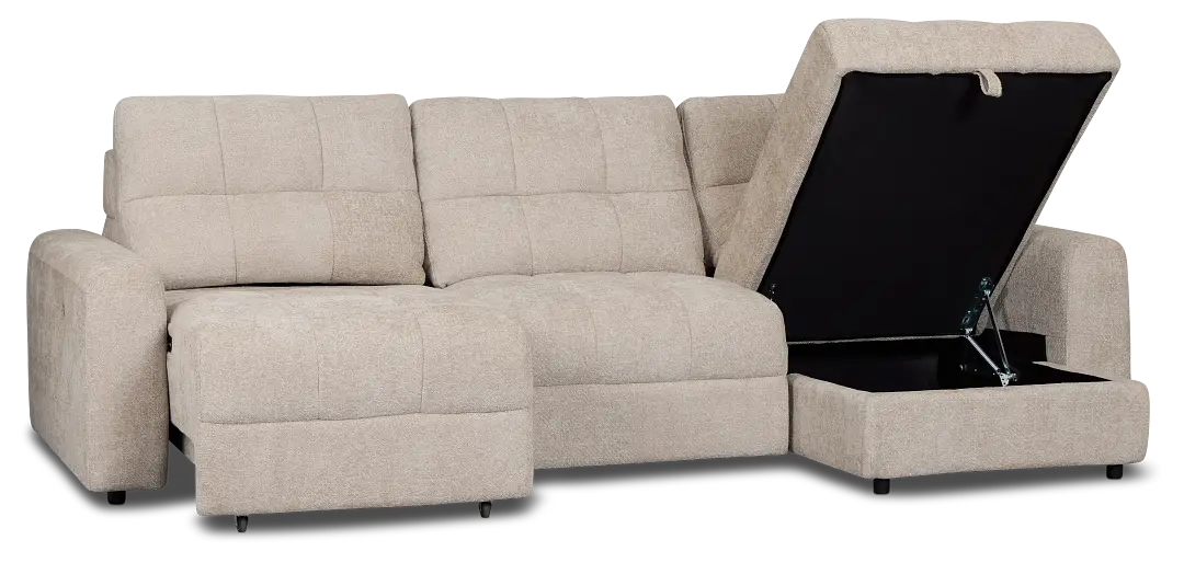 Hendrix Light Taupe Fabric Right Power Extension Chaise Sectional Hendrix Light Taupe Fabric Right Power Extension Chaise Sectional
