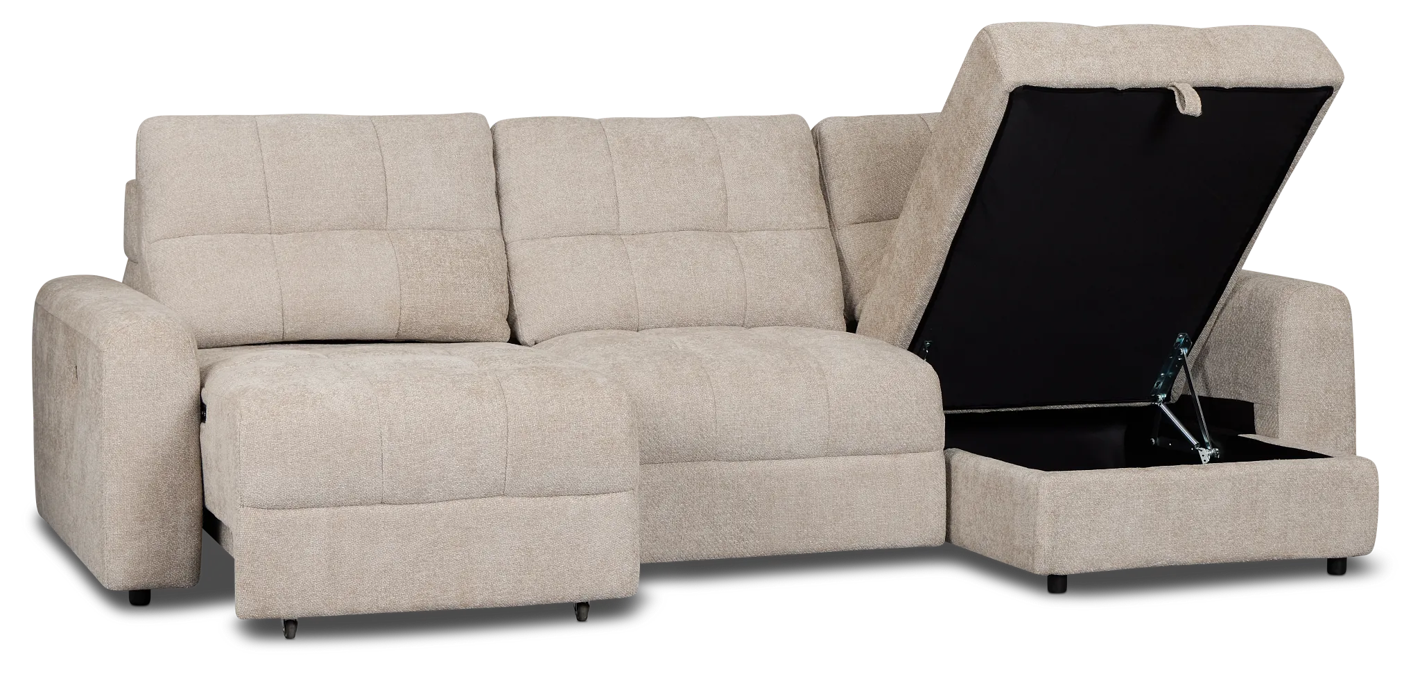 Hendrix Light Taupe Fabric Right Power Extension Chaise Sectional