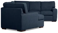 Sinclair Dark Blue Fabric Medium Left Facing Cuddler Sectional