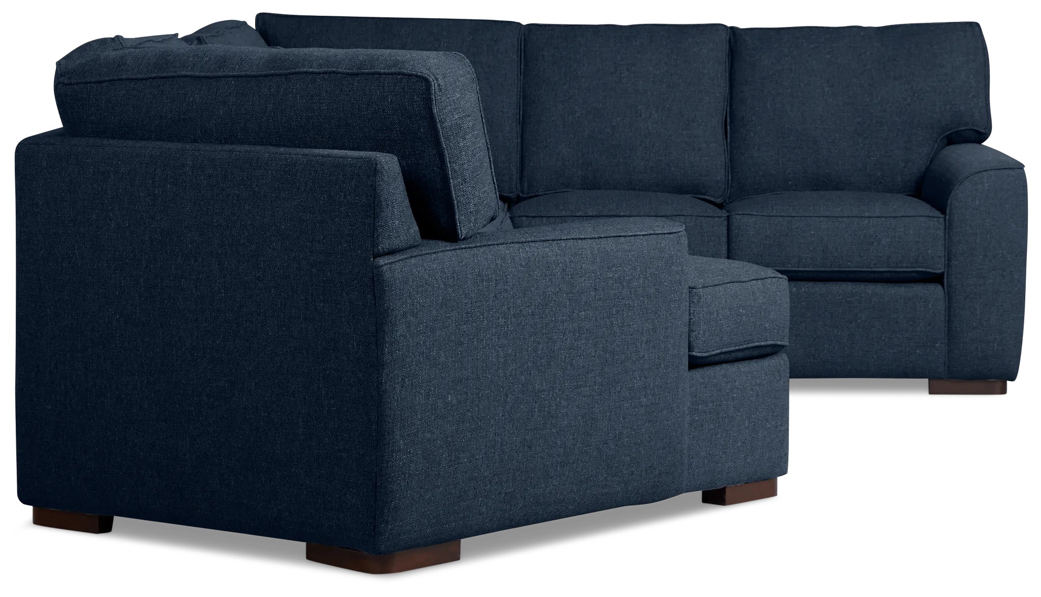 Sinclair Dark Blue Fabric Medium Left Facing Cuddler Sectional