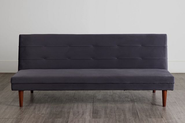 Ellie Dark Gray Velvet Sofa Futon | Living Room - Sofas | City