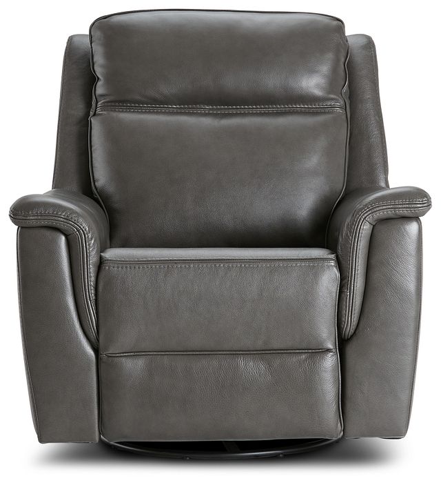 Aiden Dark Gray Leather Power Swivel, Aiden Bonded Leather Club Chair