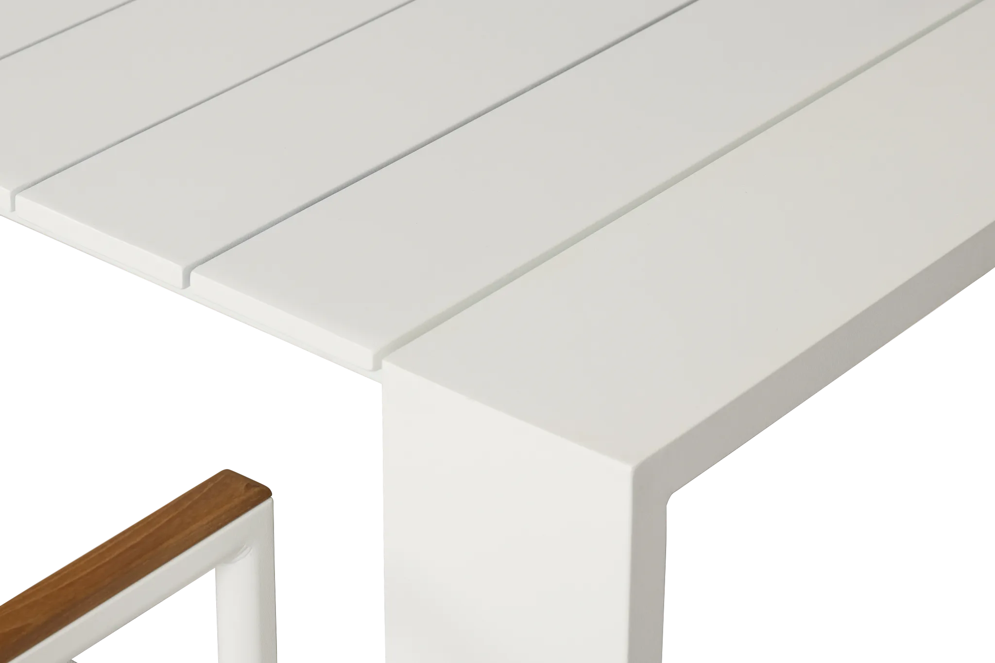 Sunrise White 65" Rectangular Table & 4 Teak Arm Chairs