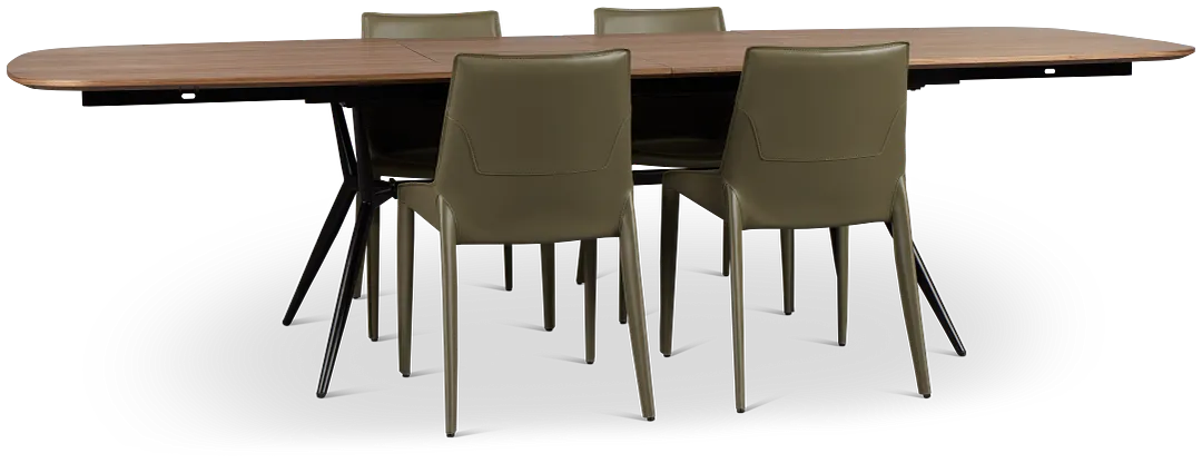 Margo Two-tone Rectangular Table & 4 Dark Green Upholstered Chair