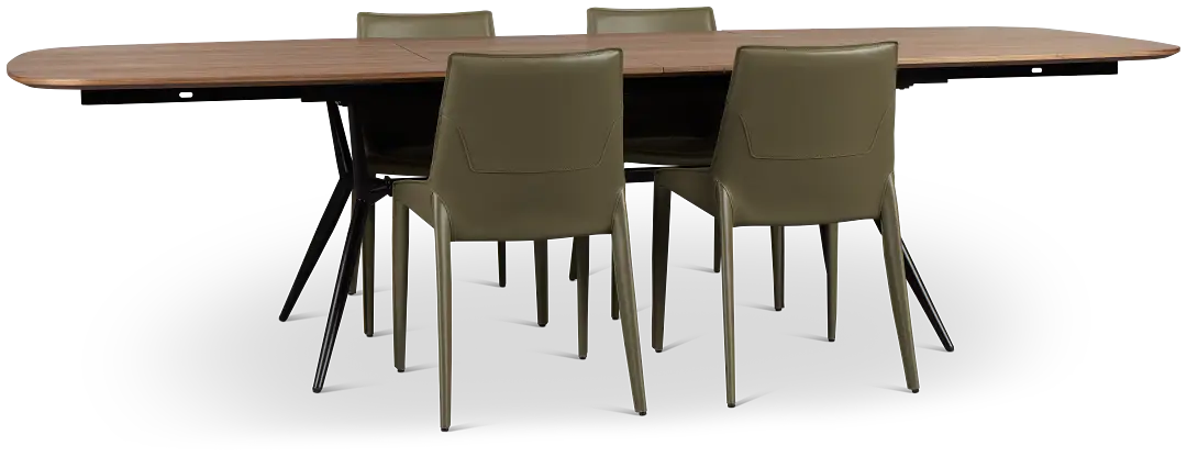 Margo Two-tone Rectangular Table & 4 Dark Green Upholstered Chair Margo Two-tone Rectangular Table & 4 Dark Green Upholstered Chair