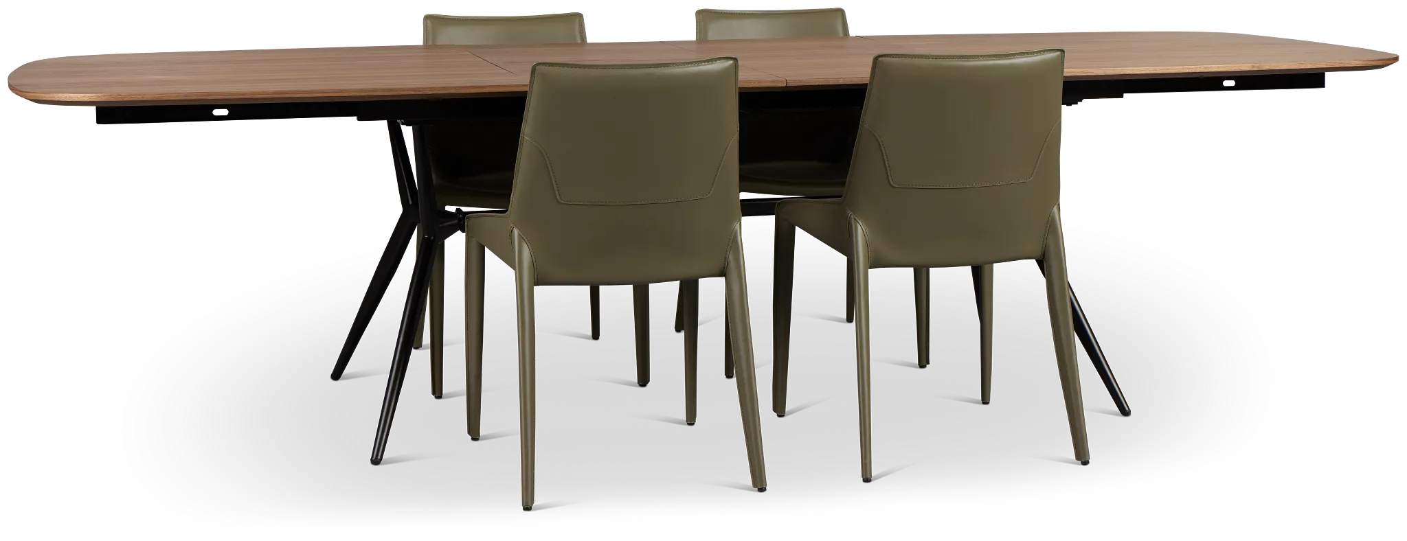 Margo Two-tone Rectangular Table & 4 Dark Green Upholstered Chair