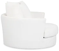 Everly White Fabric Swivel Chair