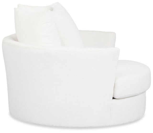 Everly White Fabric Swivel Chair