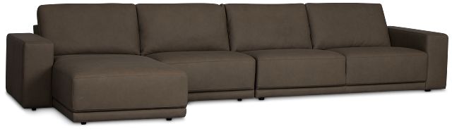 Kellan Dark Gray Leather Small Left Chaise Sectional