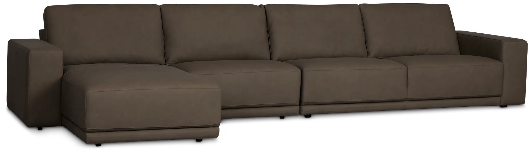 Kellan Dark Gray Leather Small Left Chaise Sectional