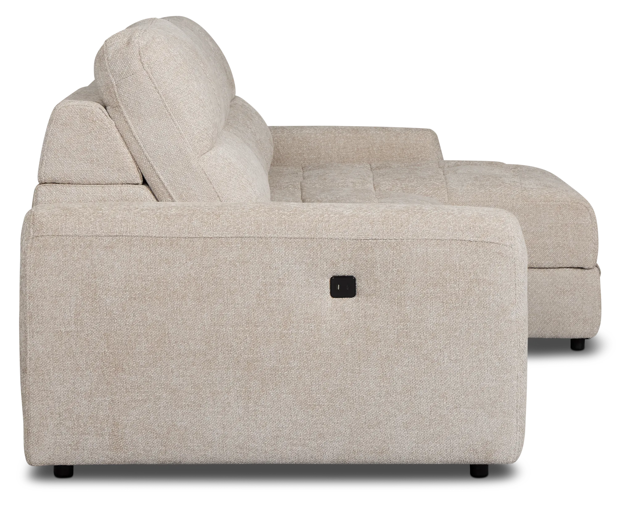 Hendrix Light Taupe Fabric Right Dual Power Extension Chaise Sectional