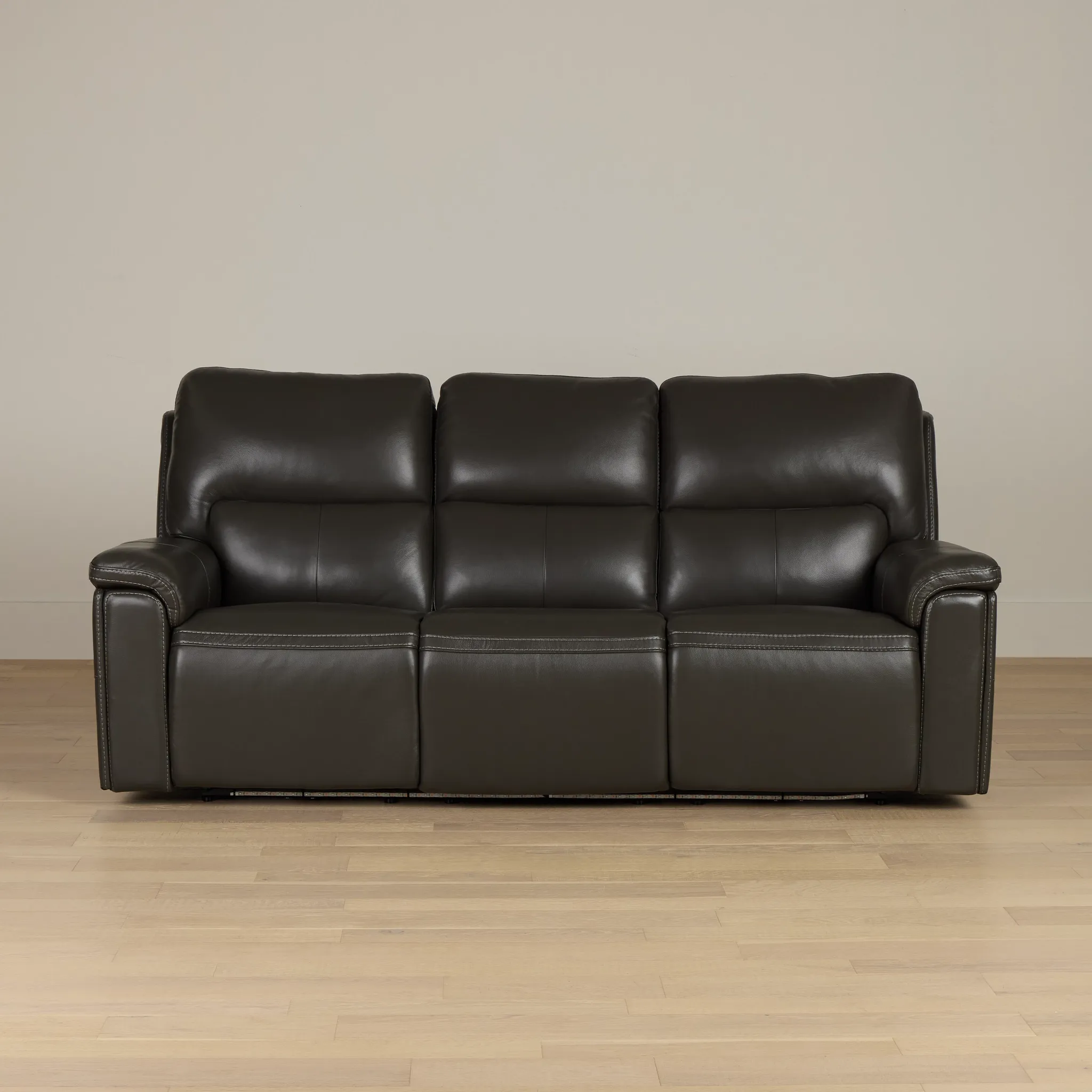 Fallon Dark Gray Lthr/vinyl Power Reclining Sofa W/ Massage