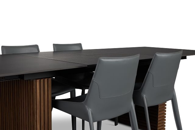 Wayne Two-tone Rect Table With 4 Gray Upholstered Side Chairs