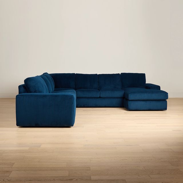 Charlie Dark Blue Fabric Large Right Chaise Sectional