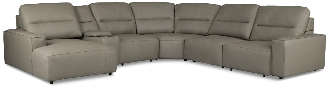 Rudy Gray Lthr/vinyl Medium Dual Power Left Extension Chaise Sectional Rudy Gray Lthr/vinyl Medium Dual Power Left Extension Chaise Sectional