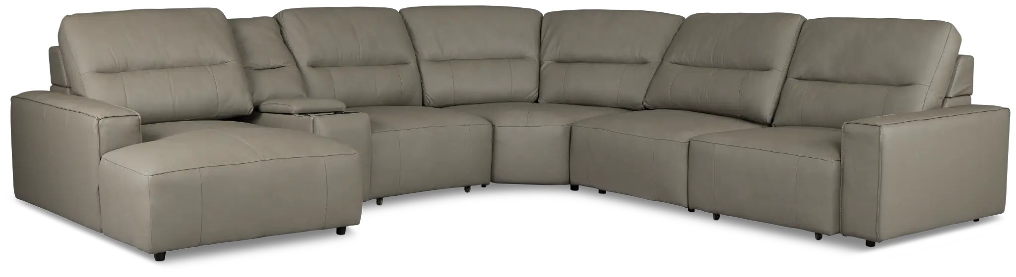 Rudy Gray Lthr/vinyl Medium Dual Power Left Extension Chaise Sectional Rudy Gray Lthr/vinyl Medium Dual Power Left Extension Chaise Sectional