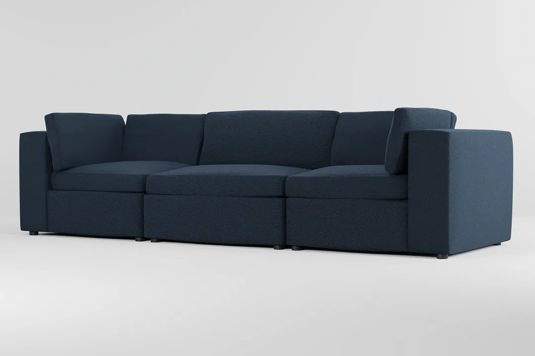 Destin Elite Dark Blue Fabric 3-piece Modular Sofa