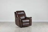 Aiden Brown Leather Power Swivel Glider Recliner