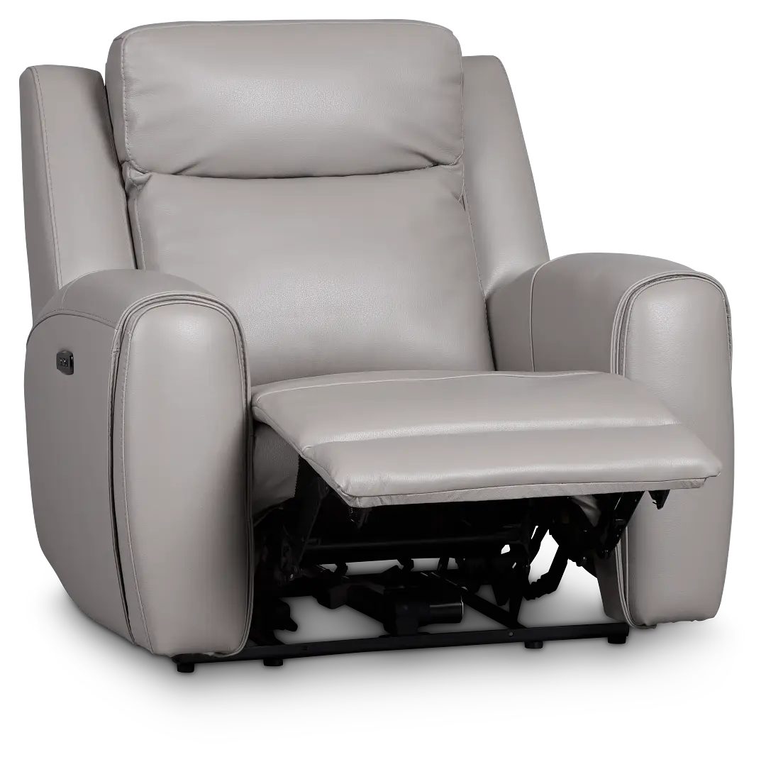 Walker Light Gray Lthr/vinyl Power Recliner With Power Headrest Walker Light Gray Lthr/vinyl Power Recliner With Power Headrest