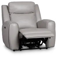 Walker Light Gray Lthr/vinyl Power Recliner With Power Headrest