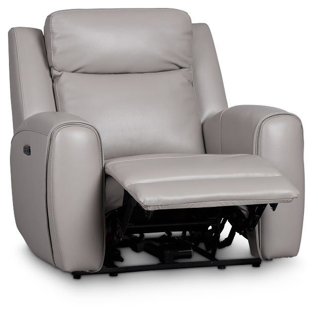 Walker Light Gray Lthr/vinyl Power Recliner With Power Headrest