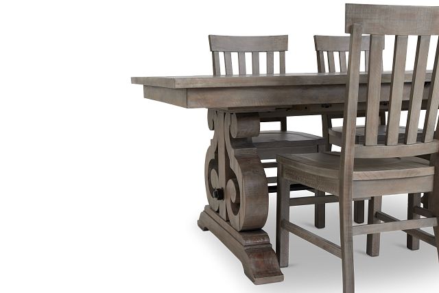 Sonoma Light Tone Trestle Table & 4 Wood Chairs (8)