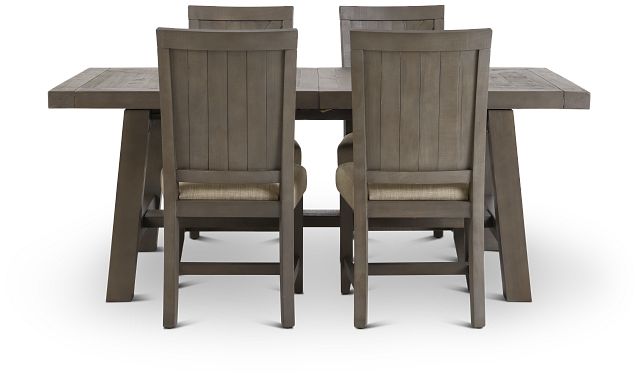 Taryn Gray Rect Table & 4 Wood Chairs (4)