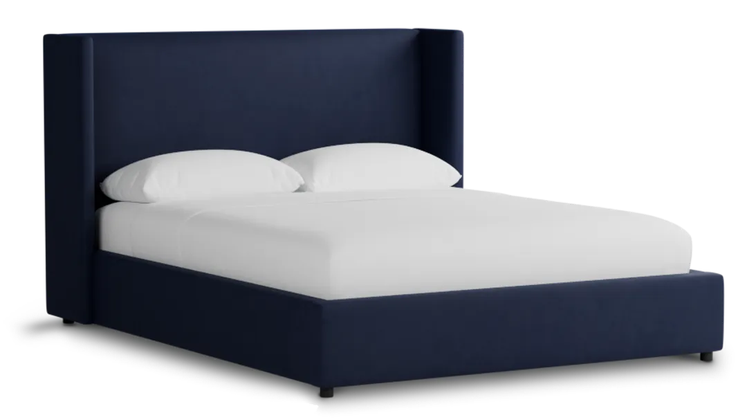 Captiva Joya Dark Blue 48" Upholstered Shelter Bed