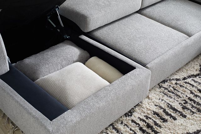 Amber Light Gray Fabric Large Left Chaise Storage Sleeper Sectional