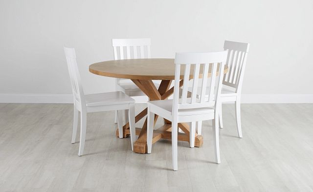 Nantucket Light Tone Round Table & 4 White Wood Chairs (0)