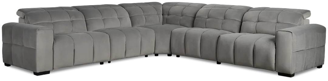 Gemma Light Gray Velvet Small Right Chaise Power Reclining Sectional