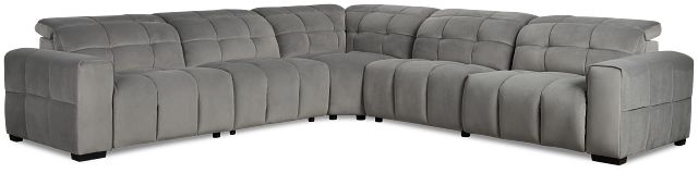 Gemma Light Gray Velvet Small Right Chaise Power Reclining Sectional