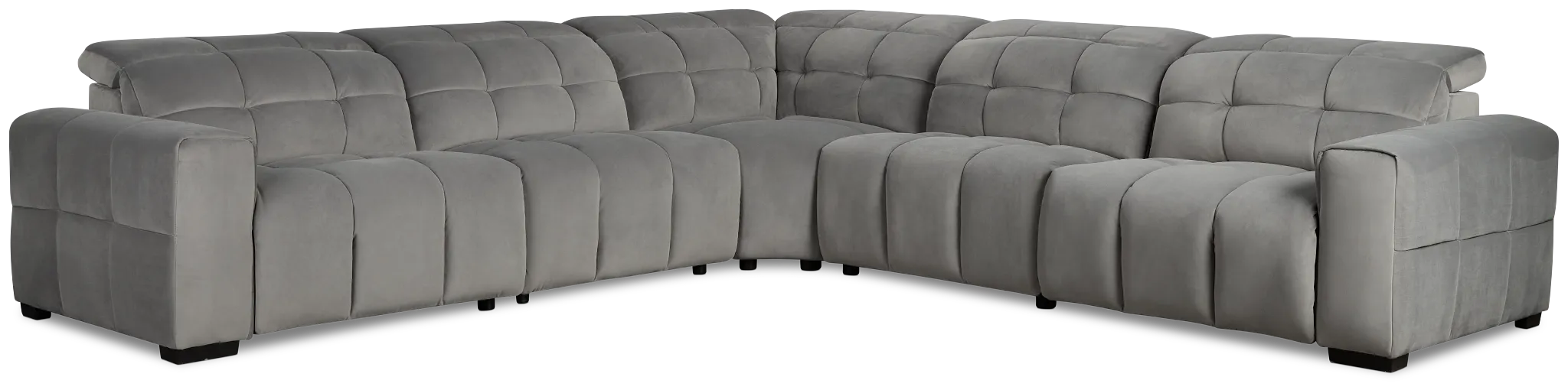 Gemma Light Gray Velvet Small Right Chaise Power Reclining Sectional