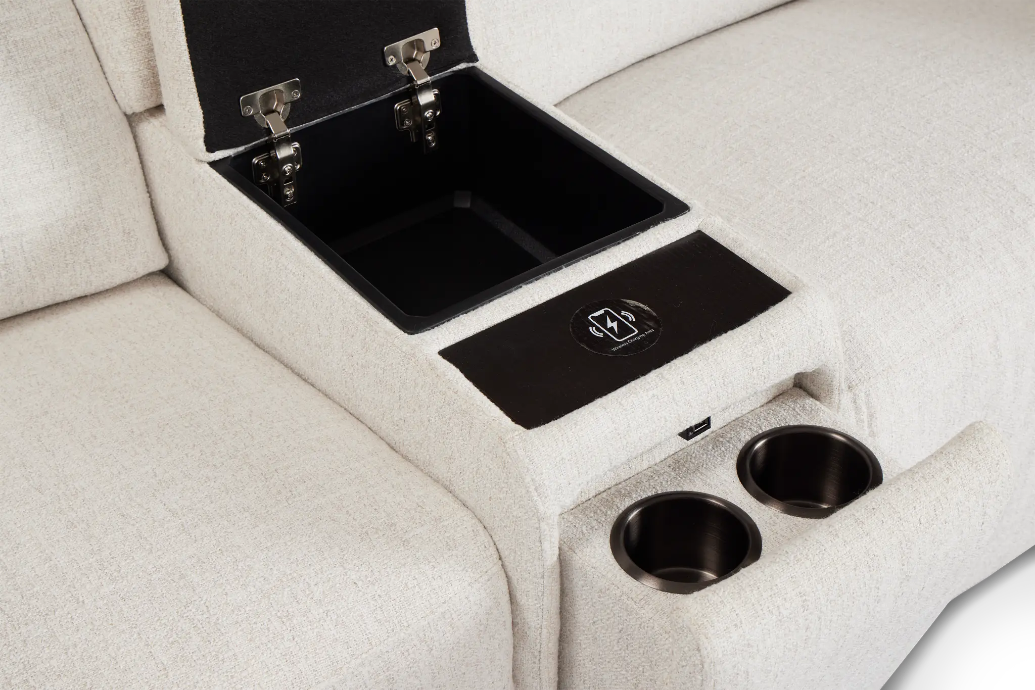 Ellis Light Beige Fabric Medium Dual Power 2-arm Reclining Sectional Ellis Light Beige Fabric Medium Dual Power 2-arm Reclining Sectional