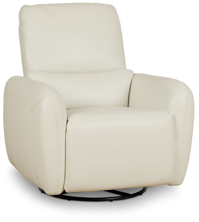 Eve White Lthr/vinyl Power Swivel Glider Recliner