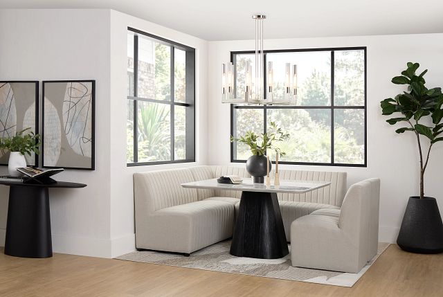 Palisades White Square Table, 2 Chairs & Bench
