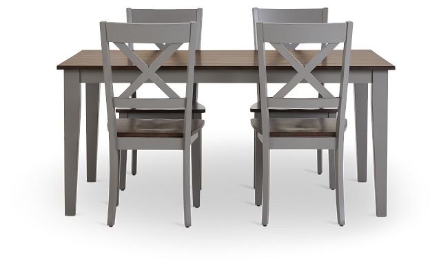 Sumter Gray Rect Table & 4 Wood Chairs (3)