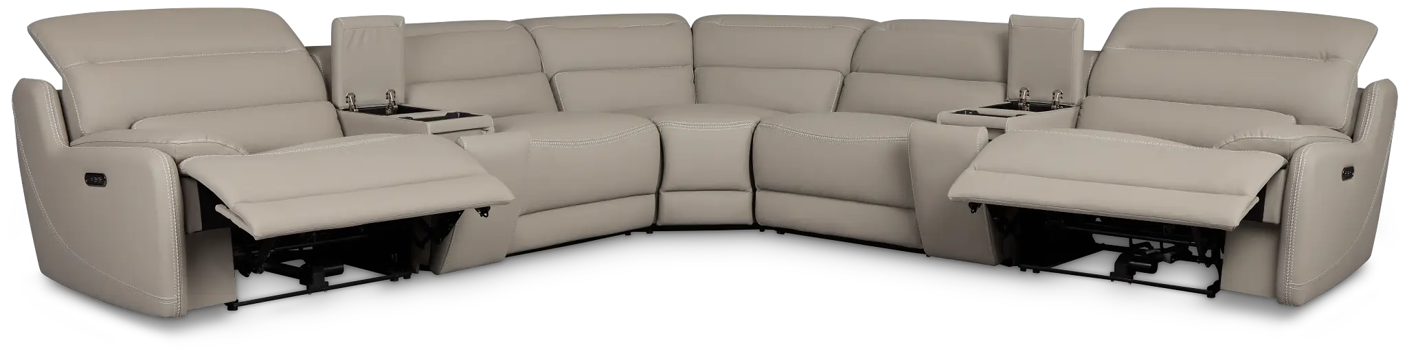 Jett Gray Micro Large Dual Power Reclining Two-arm Sectional Jett Gray Micro Large Dual Power Reclining Two-arm Sectional