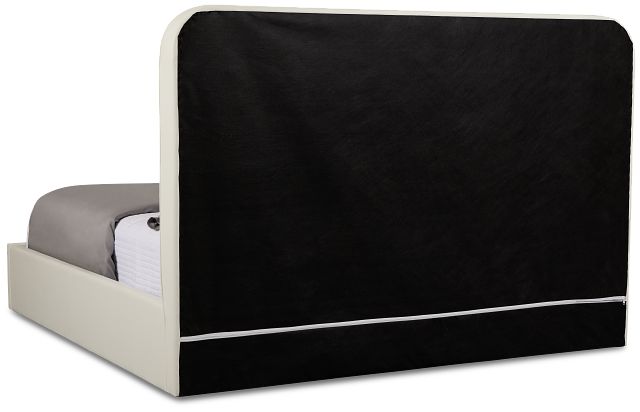 Doral White Curved Upholstered Platform Bed