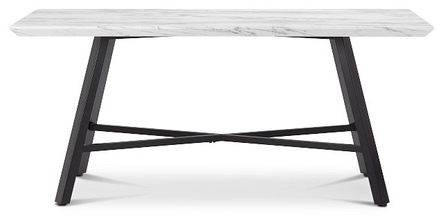Capri White 70" Rectangular Table With Black Legs