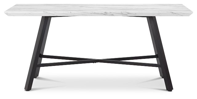 Capri White 70" Rectangular Table With Black Legs