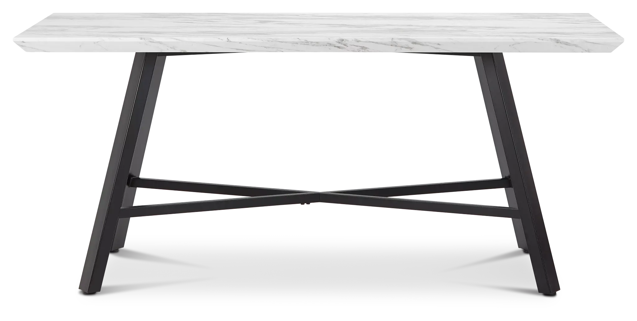 Capri White 70" Rectangular Table With Black Legs