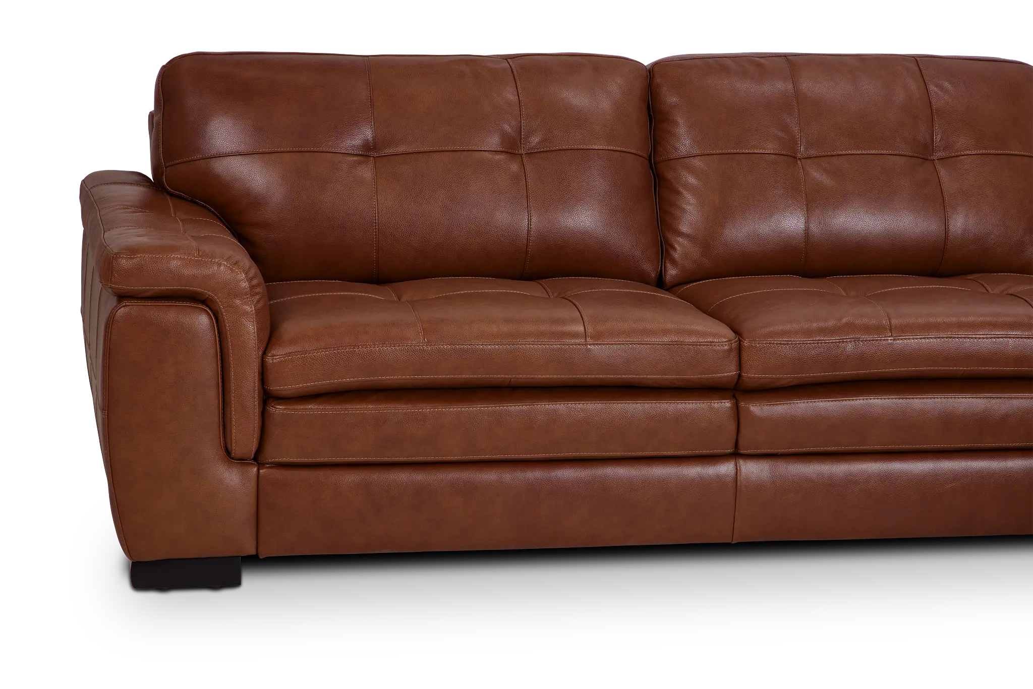 Braden Medium Brown Leather Small Two-arm Sectional Braden Medium Brown Leather Small Two-arm Sectional