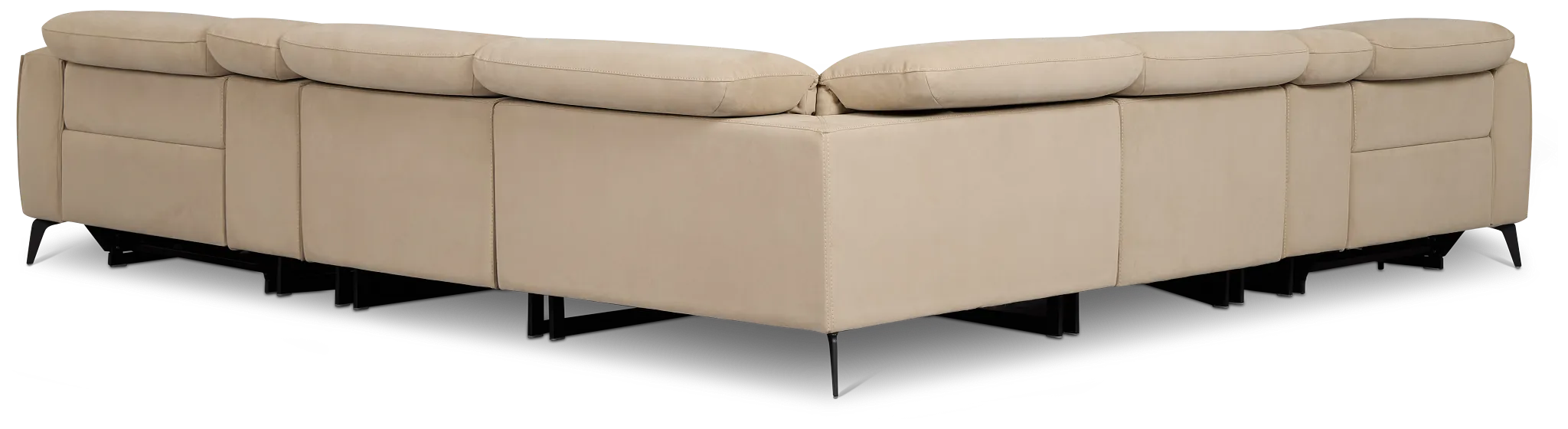 Reyna Beige Micro Large Dual Power Reclining Two-arm Sectional