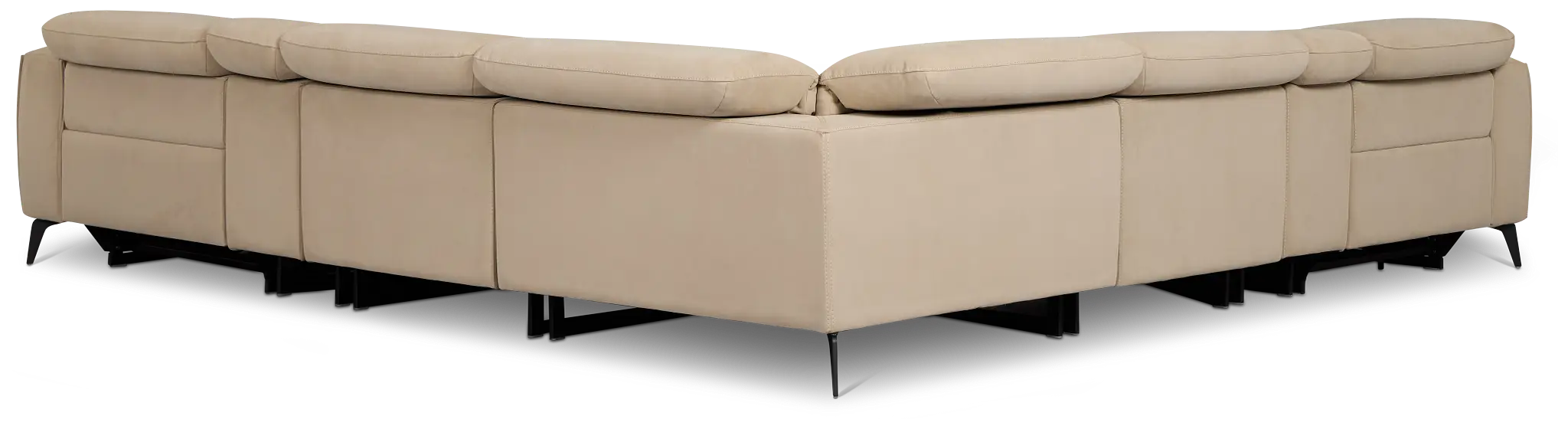 Reyna Beige Micro Large Dual Power Reclining Two-arm Sectional Reyna Beige Micro Large Dual Power Reclining Two-arm Sectional