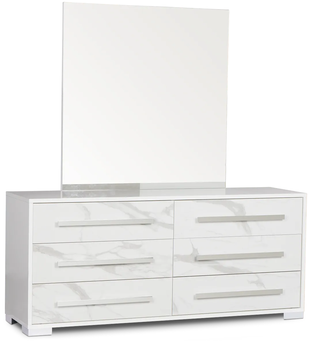 Modena White Dresser & Mirror